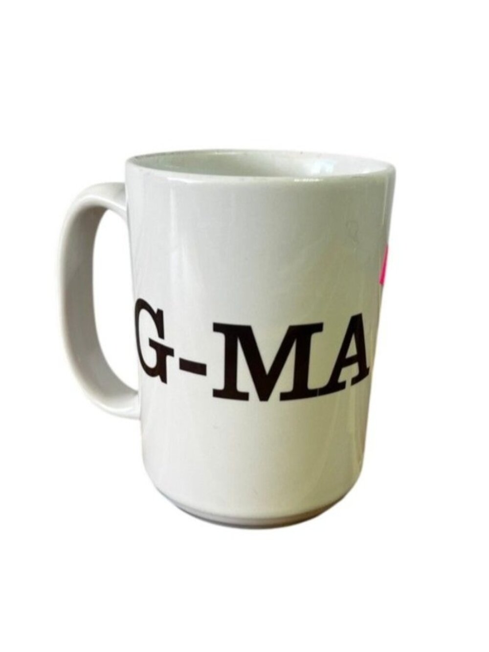 G-MA ceramic coffee mug, white black, heavy weight diner style